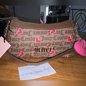 Juicy Couture Brown Bag with Pink Hearts